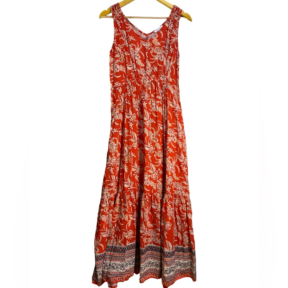beachlunchlounge Red Floral Maxi Dress with White Print - Picture 2 of 9